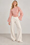 Women's ecru red striped blouse with ruched sides and spanish sleeves - 6