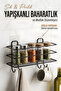 Adhesive Matte Black Spice Rack - No Drilling Required Kitchen Organizer Wall Shelf with 4 Hooks