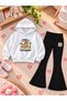 Girl's Hooded Sweatshirt Spanish Style Leggings Set Printed 3 Yarn Rastered Winter Set