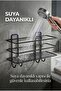 Adhesive Matte Black Spice Rack - No Drilling Required Kitchen Organizer Wall Shelf with 4 Hooks - 3