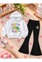 Girl's Hooded Sweatshirt Spanish Style Leggings Set Printed 3 Yarn Rastered Winter Set