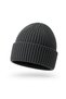 Imported 100% Wool Premium Anthracite Curled Edge Knitwear Beanie / Winter Hat - 2