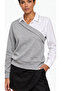 Knitwear Embellished Shirt Collar Blouse - 3