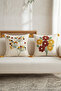 Bunch of Flowers and Floral Patterned Punch Embroidered Decorative Cushion Cover Set with Hidden Zipper and Tassels 42X42 cm - 2
