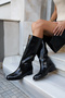 Ivara Women's Black Croco Print Detailled Boots - 2
