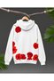 Red Poppy Patterned Oversize Unisex Hoodie Sweatshirt