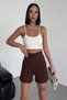 Glb-Stl41414 High-Waisted Flexible Lycra Crepe Shorts Offering Style and Comfort in One, Brown