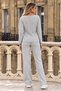 Women's V-Neck Long Sleeve Embroidered Camisole Blouse Spanish Flared Pants Two-Piece Set - 2