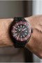 Sporty Black Men's Wristwatch |   44 mm Stainless Steel Band with Red Detail - 5