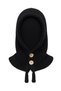 Women's Black Balaclava Buttoned Wool Knitted Balaclava Beanie Hooded Neck Collar Women's Hat - 6