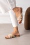 Women's Beige Cross-Strapped Stylish and Comfortable Daily Slippers - 2