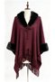 Women's Fur Detailed Tasseled Knitwear Poncho Tie-Down Collar Winter Cape Shawl - 6