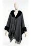 Women's Fur Detailed Tasseled Knitwear Poncho Tie-Down Collar Winter Cape Shawl - 3