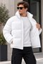 Men's Black Lined Slimfit Water and Windproof Stand Collar Puffer Jacket - 4