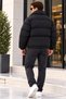Men's Black Lined Slimfit Water and Windproof Stand Collar Puffer Jacket - 2