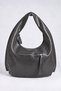 Women's Nilüfer Gray Textured Faux Leather Large Size Lined Hobo Shoulder Bag with Back Zipper Pocket - 3