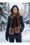 Fur Scarf Luxury Fur Collar Double Color Plush Winter Women's Shawl