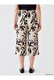 Özmarka New Season Beige Elastic Waist Patterned Women's Capri - 4