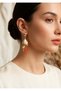 Leaf Detailed Coral Color Beaded Earrings 8X2 cm - 2