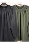 Winter-Spring 2-Pack Wool Viscose Lycra Solid Color No Show Long Sleeve Blouse - 2
