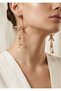 Pink Stone Starfish and Seashell Detailed Gold Long Earrings 11X3.5 cm - 2