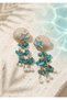 Turquoise Stone Earrings with Shell and Starfish Detail 8.5X3 cm - 3