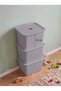 3 Pieces of Ultra Large 24 Liter 40X30X30 cm Polypropylene Plastic Organizer with Gray Lid - 3-Piece Toy Box and Storage Basket - 3