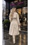 Women's Belted Double Button Long Trench Coat - 3