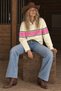 Women's Striped 100% Cotton Polo Collar Long Sleeve Sweatshirt - 4