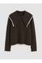 Alita City Lcw Modest Brown Knitwear Plain Baby Collar Women's Sweater