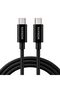 كابل نوع C بطول 1 متر، 60 واط، USB C إلى USB C، شحن سريع، مجدول، أسود اللون