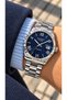 Dark Blue-Automatic (Without Battery)-5 Atm-Silver Color, Men's Watch with Calendar in Stylish Box