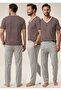 Burgundy/Ecru Striped Men's Pajama Set - 2