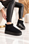 Women's Brown Suede Platform Ankle Boots with Fur Inside for Warmth