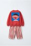 Children's Cotton Character Printed Red Sweatshirt and Striped Sweatpants Set - 2