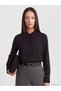 Ozmarka New Season Black Embroidered Poplin Women's Shirt