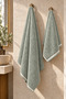 Leafy 2-Piece Luxury Bath Towel Set (50X100 & 70X140 cm) |   710 Gr, 100% Cotton, Soft Textured Towel Set with Stripe Detail - 2