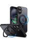 Geetek 360도 회전 링 홀더 케이스 아이폰 16 프로 맥스용, 블랙