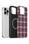 iPhone 15 Pro Max Vorian Magsafe Dual Layer Gray Fuchsia Plaid Case - 2