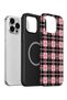 iPhone 15 Pro Max Vorian Magsafe Double Layer Pink Black Plaid Case - 2