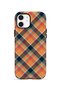iPhone 12 Vorian Magsafe Double Layer Orange Navy Blue Plaid Case