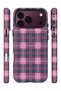 iPhone 18 Pro Vorian Double Layer Fuchsia Gray Plaid Case - 3