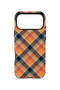 iPhone 18 Pro Vorian Double Layer Orange Navy Blue Plaid Case - 4