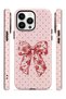 iPhone 14 Pro Max Vorian Double Layer Vintage Rose Bow Dot Case - 3