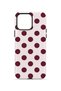 iPhone 14 Pro Max Vorian Double Layer White Burgundy Polka Dot Case - 4