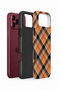 iPhone 18 Pro Vorian Double Layer Orange Navy Blue Plaid Case - 2