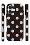 iPhone 16 Vorian Double Layer Coffee Blue Polka Dot Case - 3