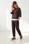 Women's Brown Garnished Top and Bottom Set Tkm-19000524