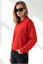 Women's Red Polo Collar Draped Crop Sweatshirt Swt-19000805 - 2