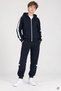 Navy Blue Boy's Striped Detailed Hooded Cardigan Tracksuit Set 24609
